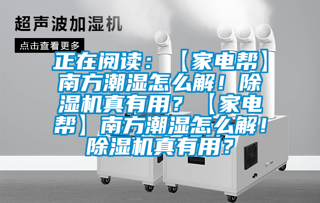 正在閱讀：【家電幫】南方潮濕怎么解！除濕機真有用？【家電幫】南方潮濕怎么解！除濕機真有用？